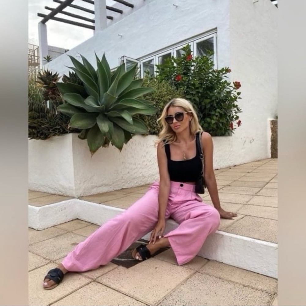 Zara Pink Straight Leg Pants - Picture 2 of 7